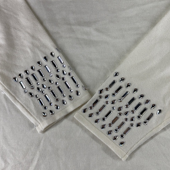 Jaclyn Smith Collection Cream White Long Sleeve Top Blouse Jewels Womens XL - Picture 7 of 9